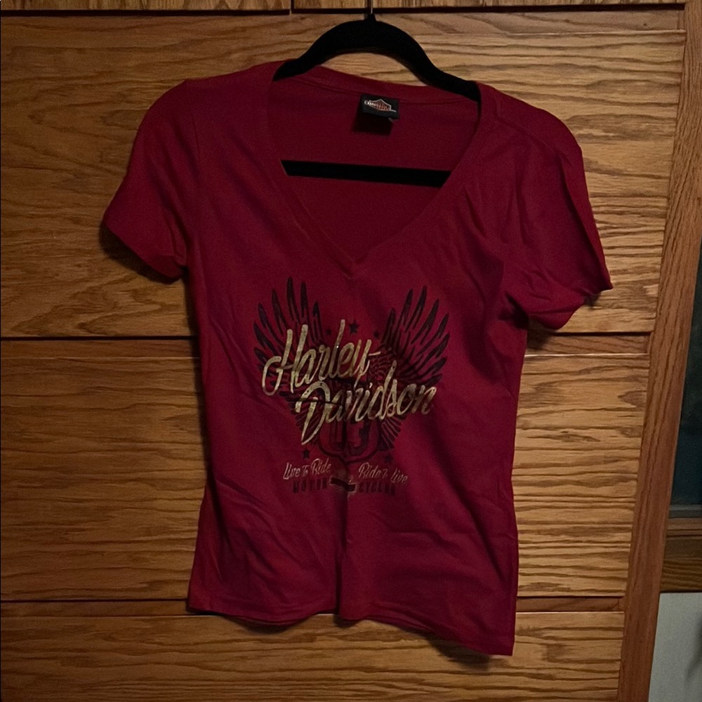 Harley-Davidson Red Fitted Short Sleeve T-Shirt